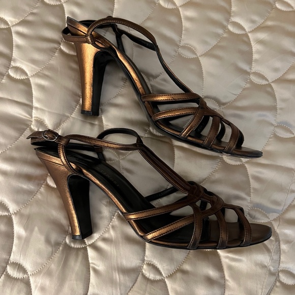 Metallic Bronze High Heeled Sandals - Picture 1 of 6